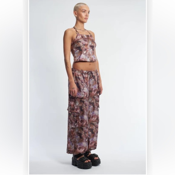 The Ragged Priest Nova Skull Print Parachute Pants Trousers and Backless Top 12 - Picture 1 of 13